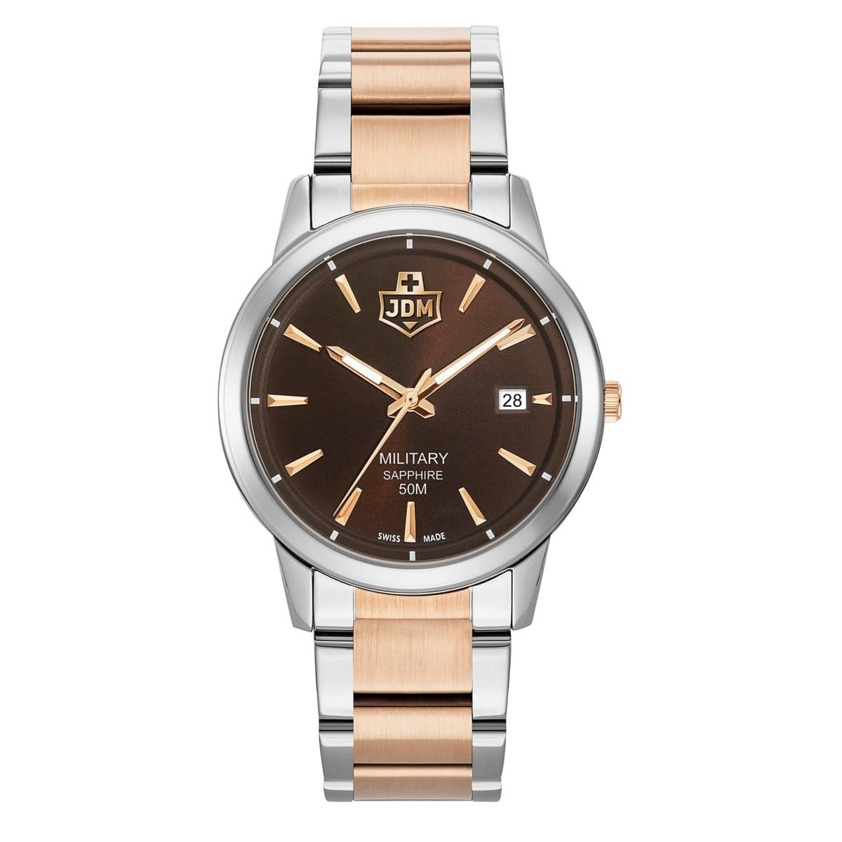 JDM Military Swiss Made BRAVO II Analog Brown Round Dial Men's Watch- JDM-WG007-05