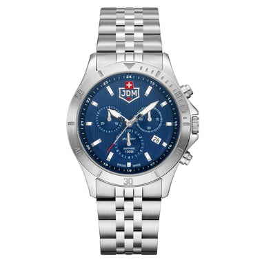 JDM Military Swiss Made DELTA Chronograph Blue Round Dial Men's Watch- JDM-WG009-03