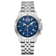 JDM Military Swiss Made DELTA Chronograph Blue Round Dial Men's Watch- JDM-WG009-03