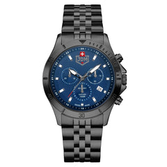 JDM Military Swiss Made DELTA Chronograph Blue Round Dial Men's Watch- JDM-WG009-04