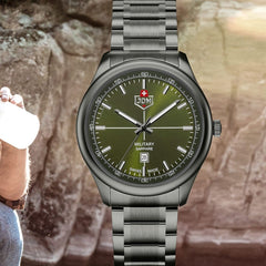 JDM Military Swiss Made ALPHA MISSION Analog Green Round Dial Men's Watch- JDM-WG010-02