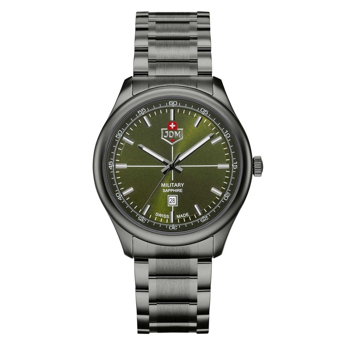 JDM Military Swiss Made ALPHA MISSION Analog Green Round Dial Men's Watch- JDM-WG010-02
