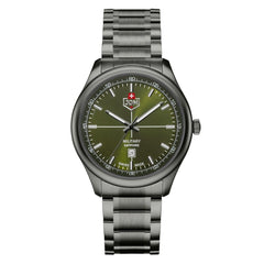 JDM Military Swiss Made ALPHA MISSION Analog Green Round Dial Men's Watch- JDM-WG010-02