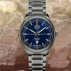 JDM Military Swiss Made ALPHA MISSION Analog Blue Round Dial Men's Watch- JDM-WG010-03