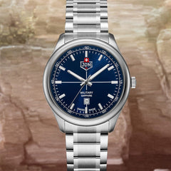 JDM Military Swiss Made ALPHA MISSION Analog Blue Round Dial Men's Watch- JDM-WG010-05