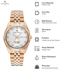 JACQUES DU MANOIR Inspiration DayDate Swiss Made Analogue Silver Round Dial Men's Watch- JWG00304