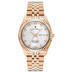 JACQUES DU MANOIR Inspiration DayDate Swiss Made Analogue Silver Round Dial Men's Watch- JWG00304