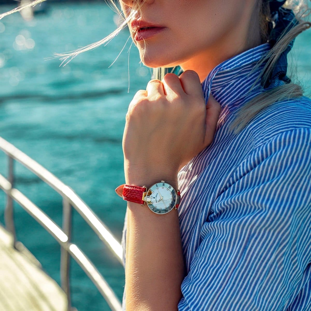 JACQUES DU MANOIR Rainbow Swiss Made Analogue MOP Round Dial Women's Watch- JWL00103