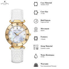 JACQUES DU MANOIR Rainbow Swiss Made Analogue MOP Round Dial Women's Watch- JWL00107