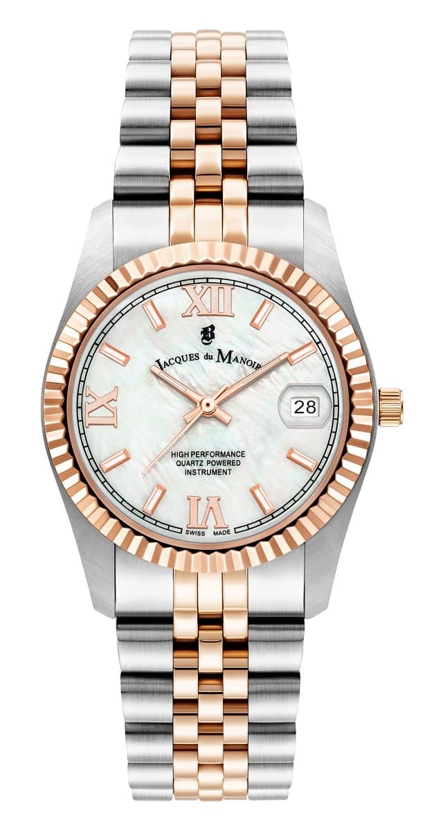 Jacques Du Manior Analog White MOP Round Dial Swiss Made  Women's Watch -  JWL01304