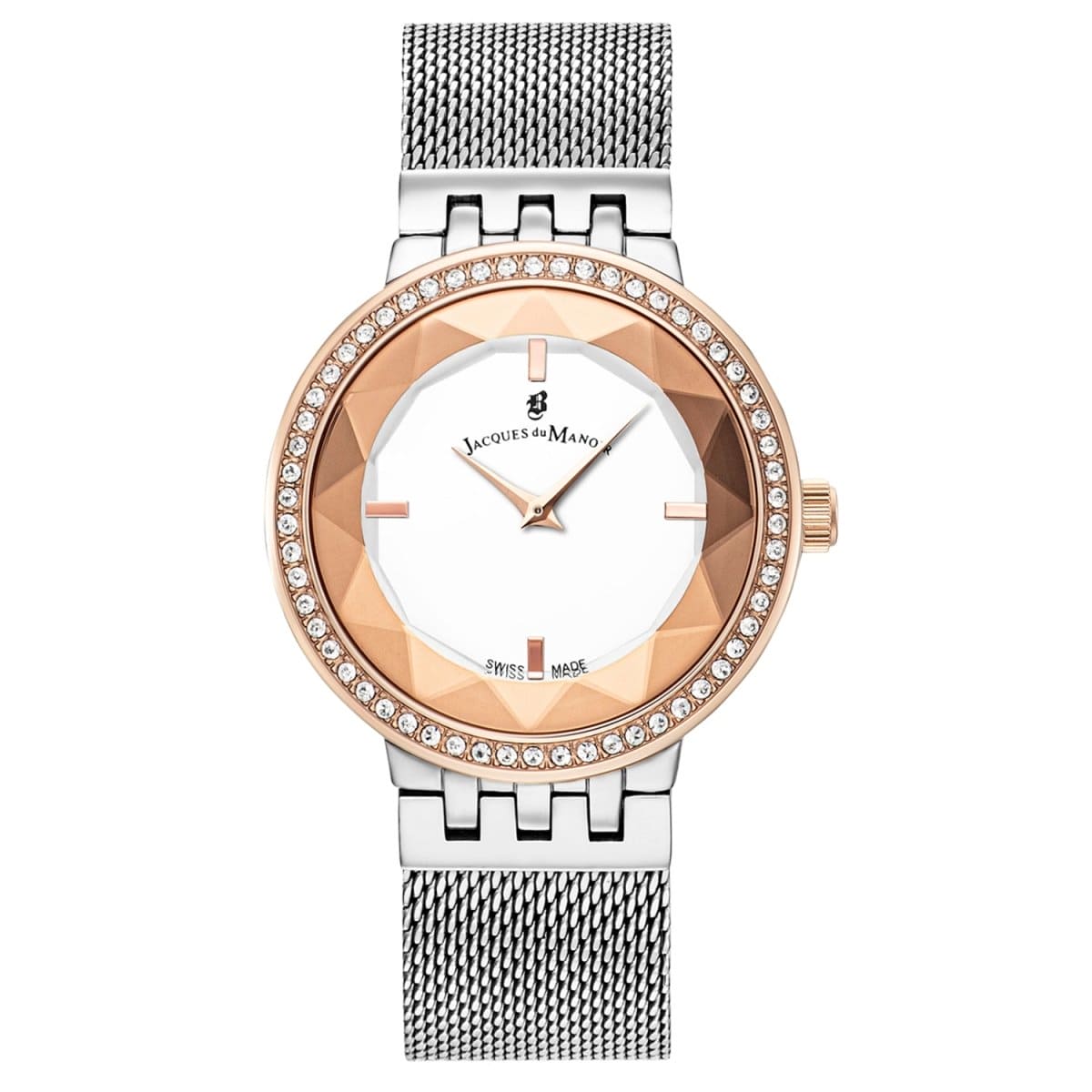 JACQUES DU MANOIR Fiona Swiss Made Analogue Silver Round Dial Women's Watch- JWS00501