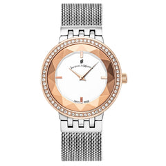 JACQUES DU MANOIR Fiona Swiss Made Analogue Silver Round Dial Women's Watch- JWS00501