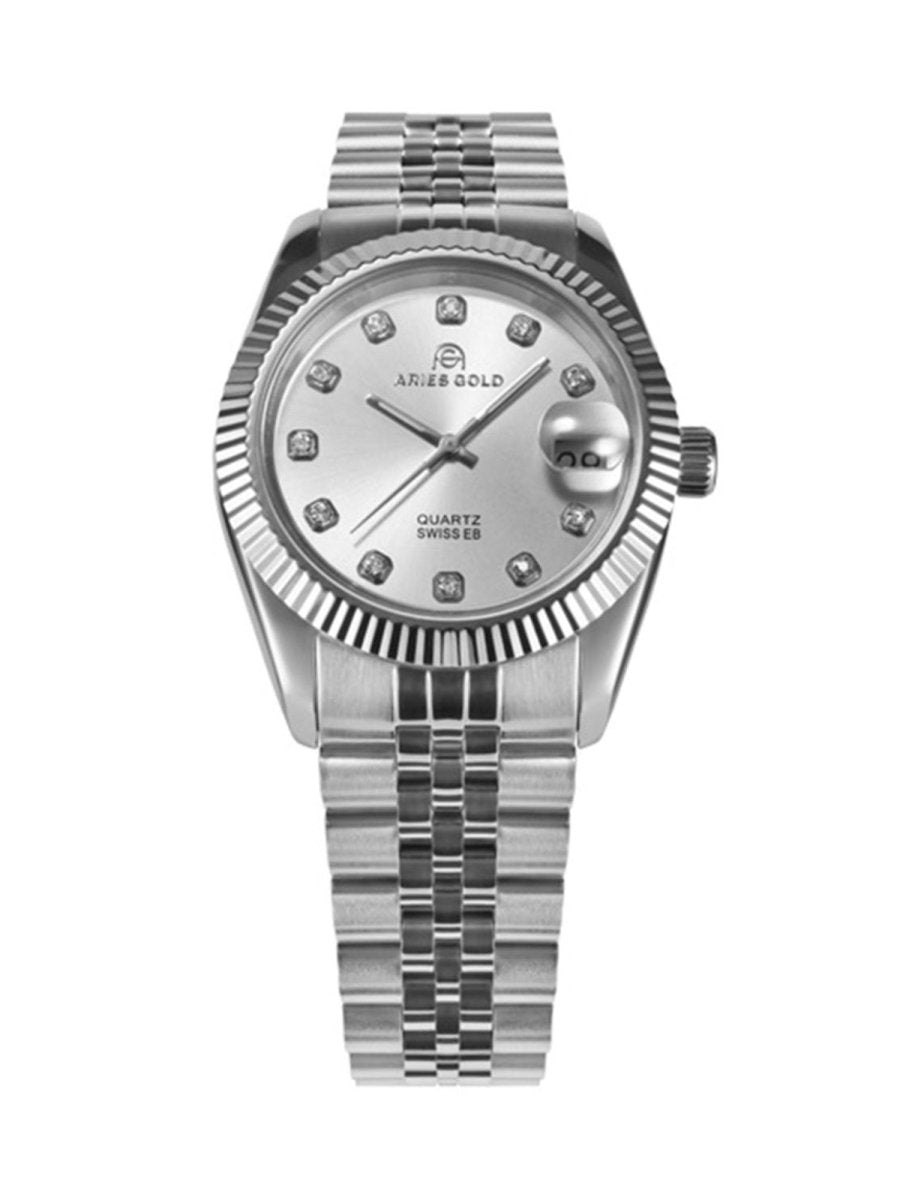 Aries Gold Heritage Swiss Quartz Silver Crystal Round Dial Women's Watch - K R68Q S-12S