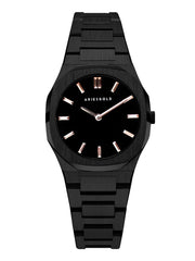 Aries Gold Prestige Quartz Black Round Sapphire Glass Dial Women's Watch - L 1032 BK-BKRG