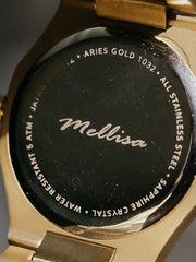 Aries Gold Prestige Quartz White Round Sapphire Glass Dial Women's Watch - L 1032 G-WG