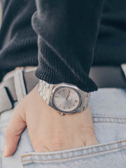 Aries Gold Prestige Quartz Silver Round Sapphire Glass Dial Women's Watch - L 1032 S-SRG