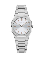 Aries Gold Prestige Quartz Silver Round Sapphire Glass Dial Women's Watch - L 1032 S-SRG