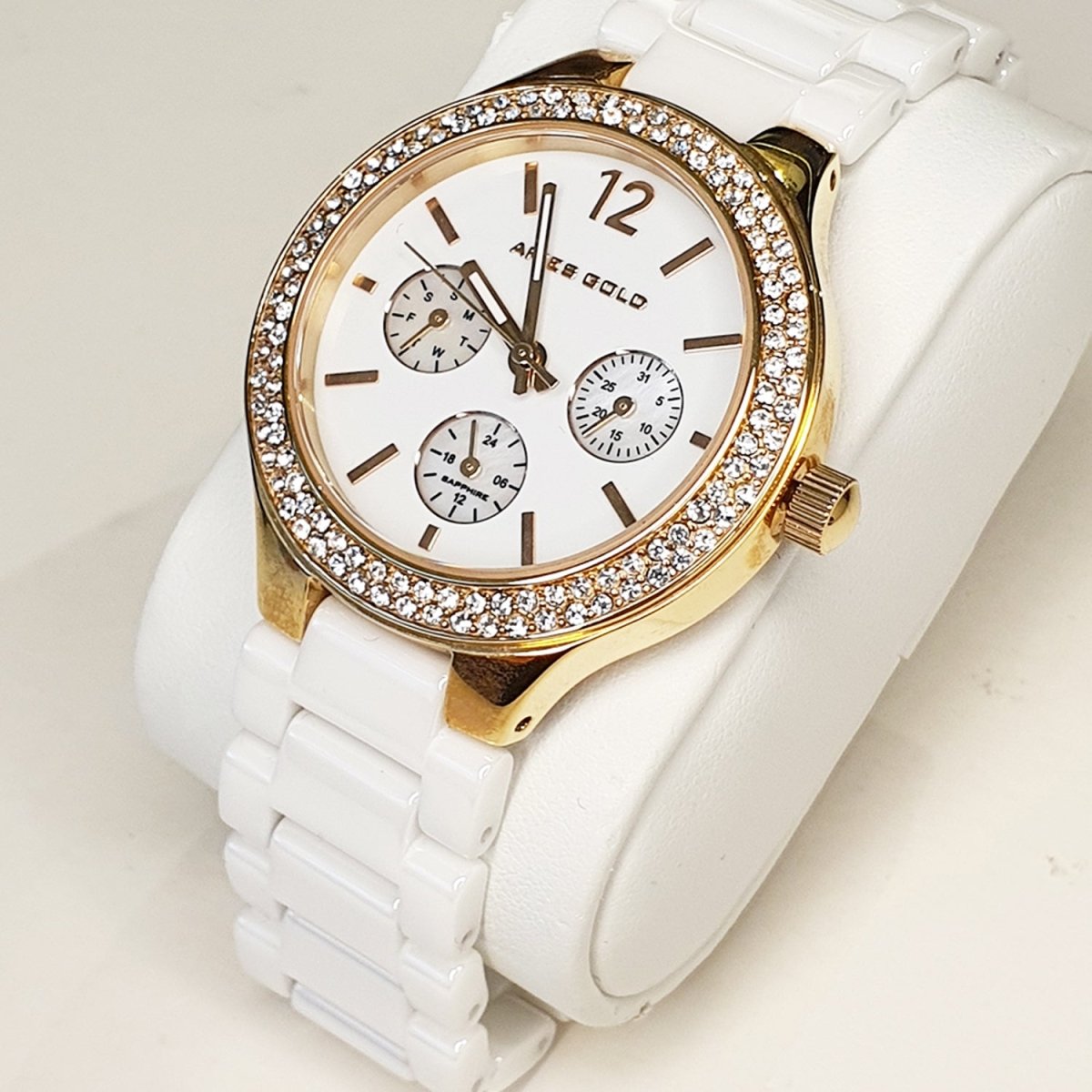 ARIES GOLD Conqueress Multifunction Crystals Watch with Sapphire Glass For Women- L 5004Z G-W