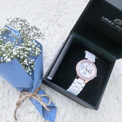 ARIES GOLD Conqueress Multifunction Crystals Watch with Sapphire Glass For Women- L 5004Z RG-W