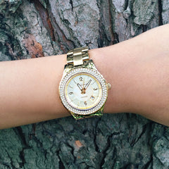 ARIES GOLD Venus Crystals Watch with Sapphire Glass For Women- L 5005Z G-MOP