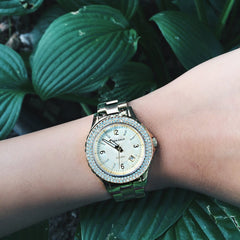 ARIES GOLD Venus Crystals Watch with Sapphire Glass For Women- L 5005Z G-MOP