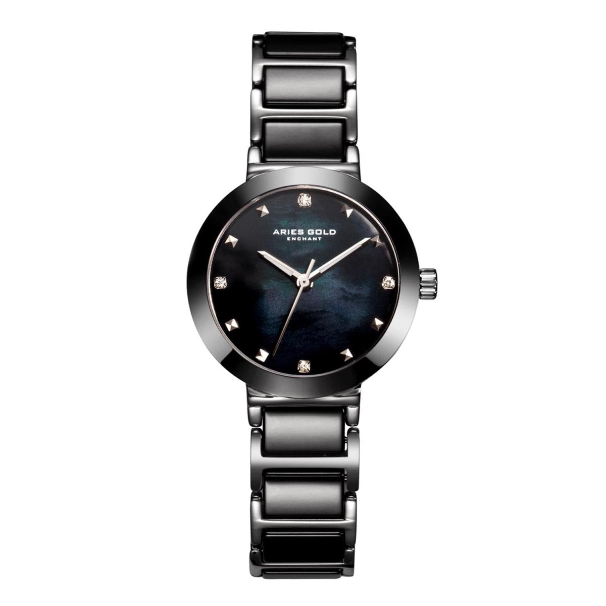 ARIES GOLD Persia Crystals Watch with Ceramic Strap & Sapphire Glass For Women's- L 5006Z S-BKMP