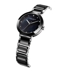 ARIES GOLD Persia Crystals Watch with Ceramic Strap & Sapphire Glass For Women's- L 5006Z S-BKMP