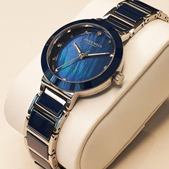 ARIES GOLD Persia Crystals Watch with Ceramic Strap & Sapphire Glass For Women's- L 5006Z S-BUMP