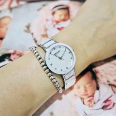 ARIES GOLD Persia Crystals Watch with Ceramic Strap & Sapphire Glass For Women's- L 5006Z S-MP