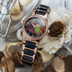 ARIES GOLD Diva Crystals Watch with Sapphire Glass For Women- L 5014Z RG-BRMOP