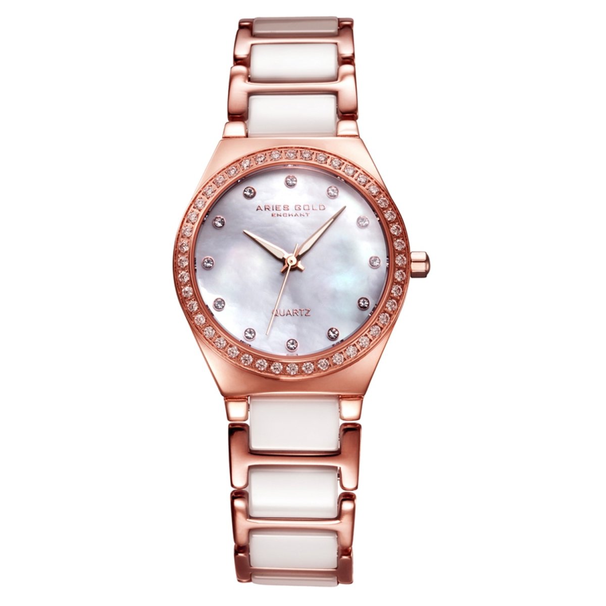 ARIES GOLD Diva Crystals Watch with Sapphire Glass For Women- L 5014Z RG-MOP