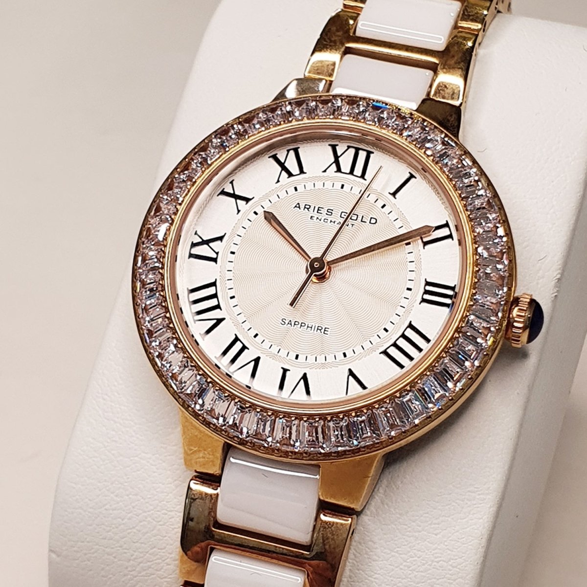 ARIES GOLD Capella Crystals Watch with Sapphire Glass For Women- L 5015Z RG-W