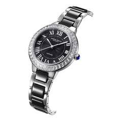 ARIES GOLD Capella Crystals Watch with Ceramic Strap & Sapphire Glass For Women's- L 5015Z S-BK