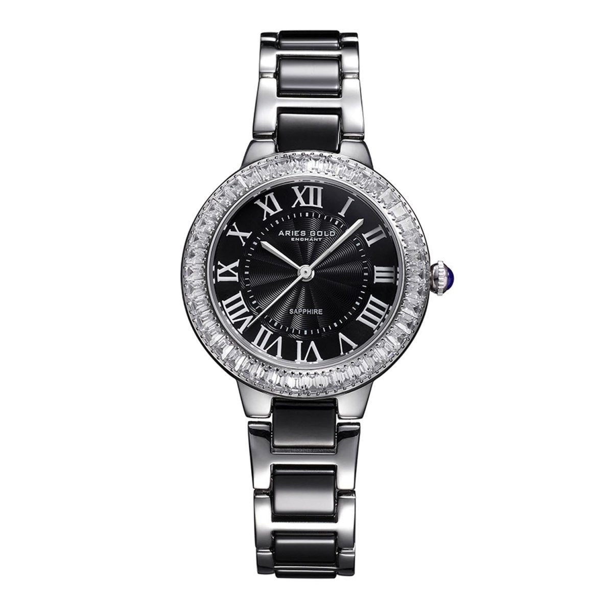 ARIES GOLD Capella Crystals Watch with Ceramic Strap & Sapphire Glass For Women's- L 5015Z S-BK