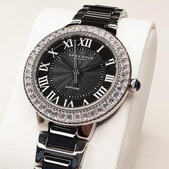 ARIES GOLD Capella Crystals Watch with Ceramic Strap & Sapphire Glass For Women's- L 5015Z S-BK