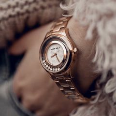 ARIES GOLD Verona Swaroskvi Moveable Crystals Watch with Sapphire Glass For Women- L 5021 G-MB