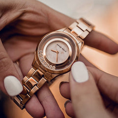 ARIES GOLD Verona Swaroskvi Moveable Crystals Watch with Sapphire Glass For Women- L 5021 G-MB