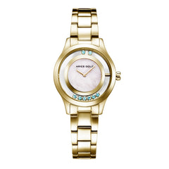 ARIES GOLD Verona Swaroskvi Moveable Crystals Watch with Sapphire Glass For Women- L 5021 G-MB
