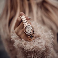ARIES GOLD Verona Swaroskvi Moveable Crystals Watch with Sapphire Glass For Women- L 5021 RG-MB