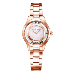 ARIES GOLD Verona Swaroskvi Moveable Crystals Watch with Sapphire Glass For Women- L 5021 RG-MB