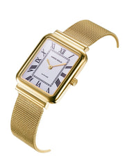 Aries Gold Enchant Isabella Quartz White Rectangle Sapphire Glass Dial Women's Watch - L 5032Z G-W