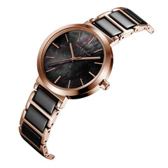 ARIES GOLD Belle Quartz Watch with Ceramic Strap Sapphire Glass For Women's- L 5037Z RG-BK
