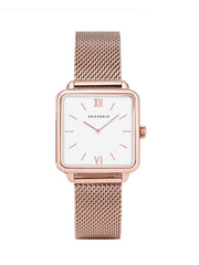 Aries Gold Minuit 5038 Quartz White Square Sapphire Glass Dial Women's Watch - L 5038 RG-W