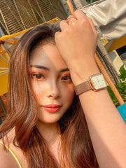 Aries Gold Minuit 5038 Quartz White Square Sapphire Glass Dial Women's Watch - L 5038 RG-W