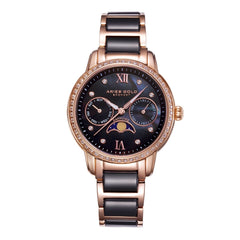 ARIES GOLD Luna Moonphase Crystals MOP Dial Watch with Sapphire Glass For Women- L 58010L RG-BKMP