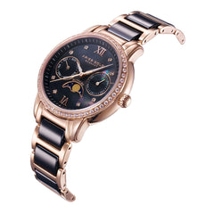 ARIES GOLD Luna Moonphase Crystals MOP Dial Watch with Sapphire Glass For Women- L 58010L RG-BKMP