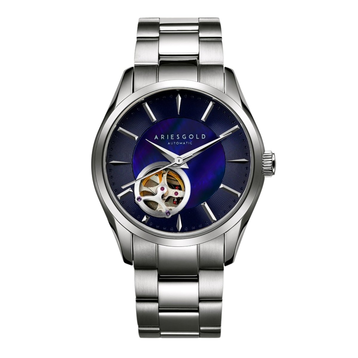 ARIES GOLD Inspira Automatic MOP Dial Open Heart Watch with Sapphire Glass For Women- L 9023 S-BU
