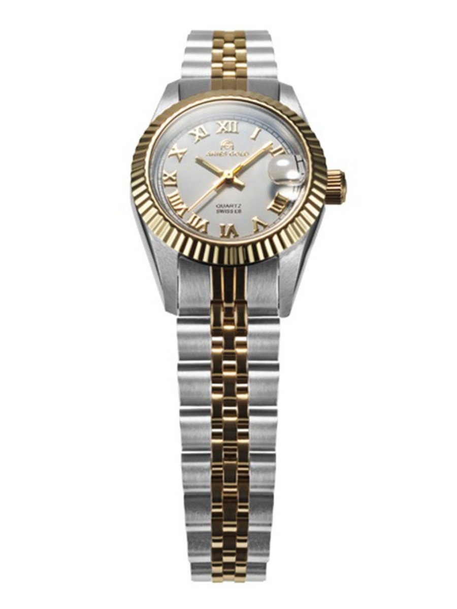 Aries Gold Heritage Swiss Quartz Whiite Round Dial Women's Watch - L R68Q BC-RW