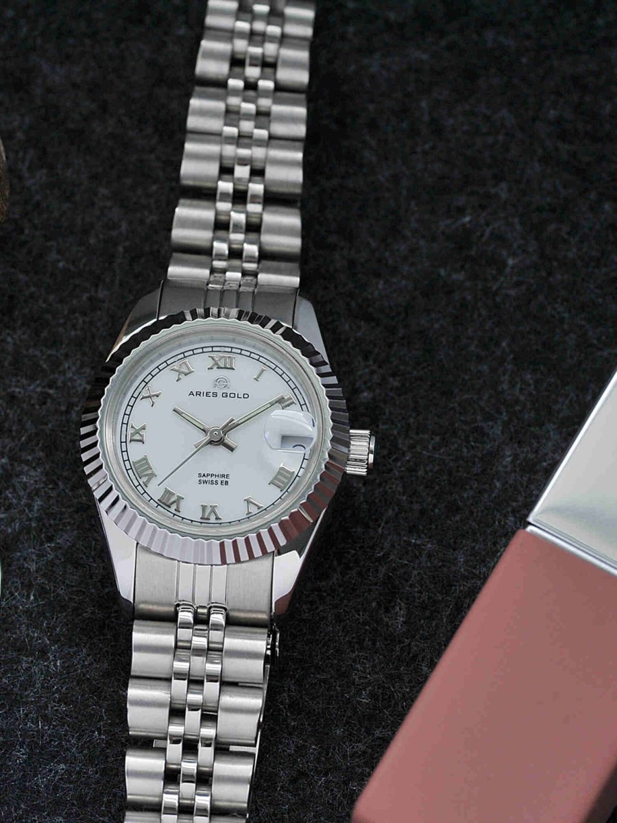 Aries Gold Heritage Swiss Quartz White Crystal Round Dial Women's Watch - L R68Q S-RW
