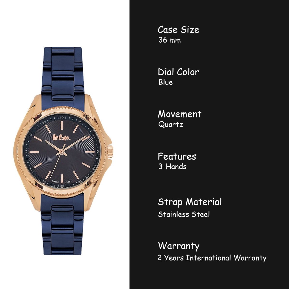Lee Cooper Analouge Blue Round Dial Women's Watch - LC06277.490
